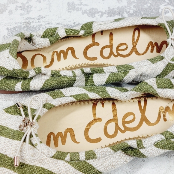 New Sam Edelman Felicia Green Zebra Linen Ballet Flats  A347 - Picture 9 of 11